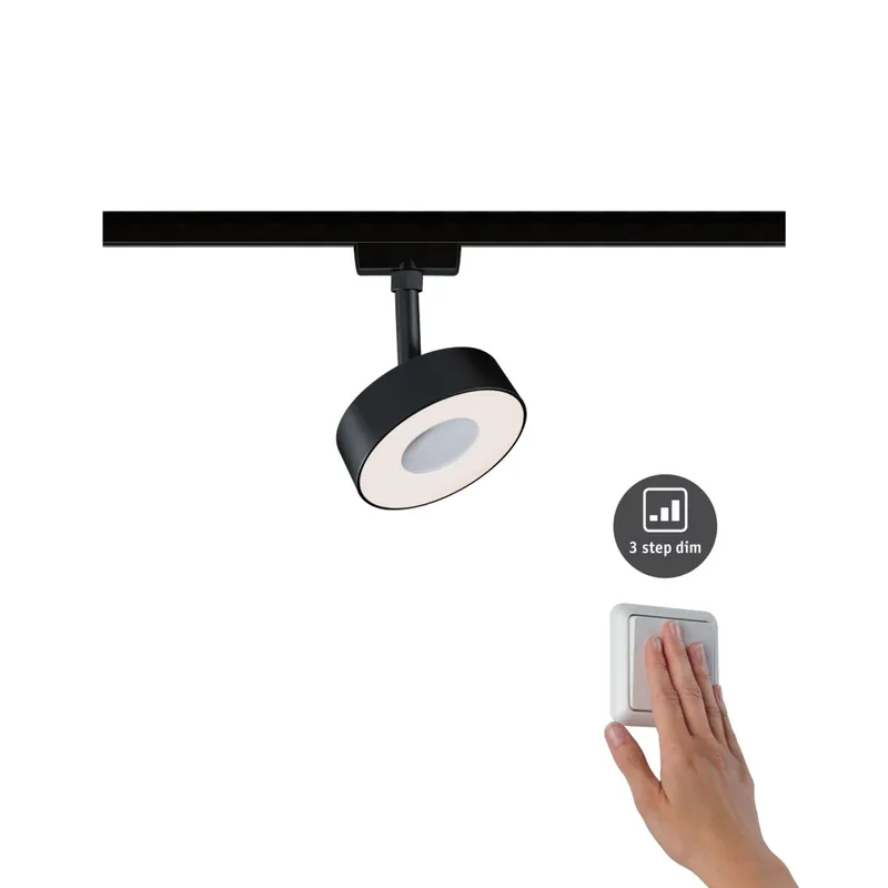 Paulmann Circle, spot pro Urail system, 1x5W LED 3000K, tříkrokové stmívání, černá Super Cena