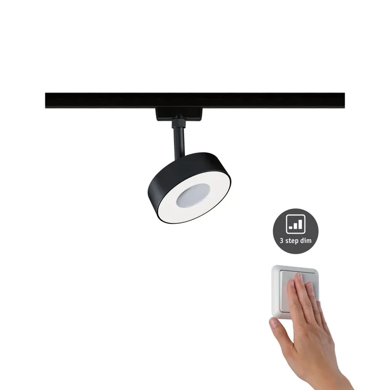 Super Cena Paulmann Circle, spot pro Urail system, 1x5W LED 4000K, tříkrokové stmívání, černá
