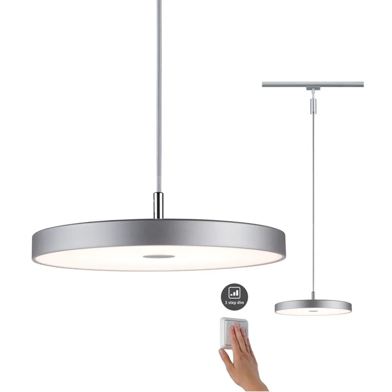 Paulmann Hildor, závěsné svítidlo pro Urail system, 1x15W LED 3000K, tříkrokové stmívání, matný chrom, průměr 31cm Super Cena