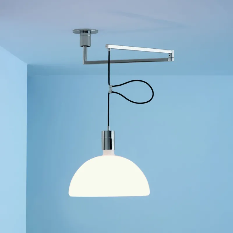 Autentický Nemo AS41C, závěsné svítidlo se stínidlem ze skla a nastavitelným ramenem, 1x250W E27, prům. 40cm