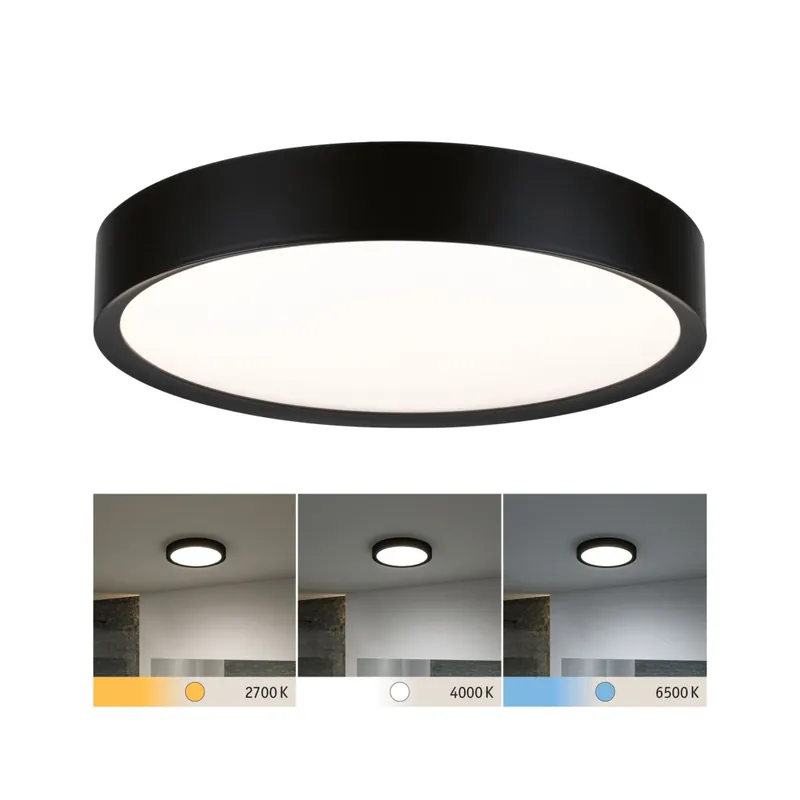Nová Kolekce Paulmann Tega, koupelnové stropní svítidlo LED 22,5W White Switch, černá, průměr 33,4cm, IP44