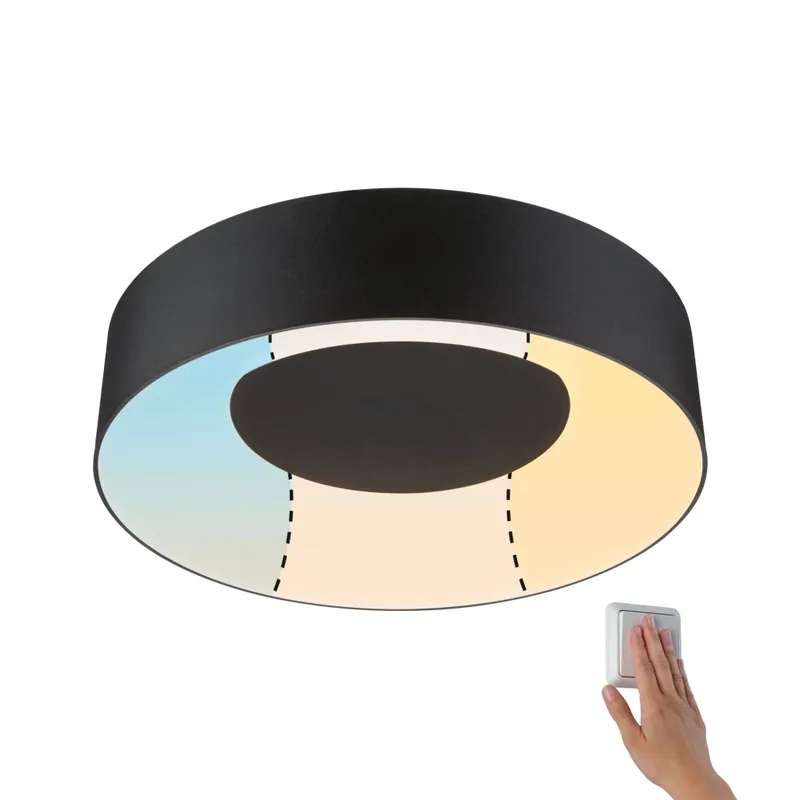 Paulmann Casca, koupelnové stropní svítidlo LED 16W White Switch, černá, průměr 30cm, IP44 Bezpečná Platba