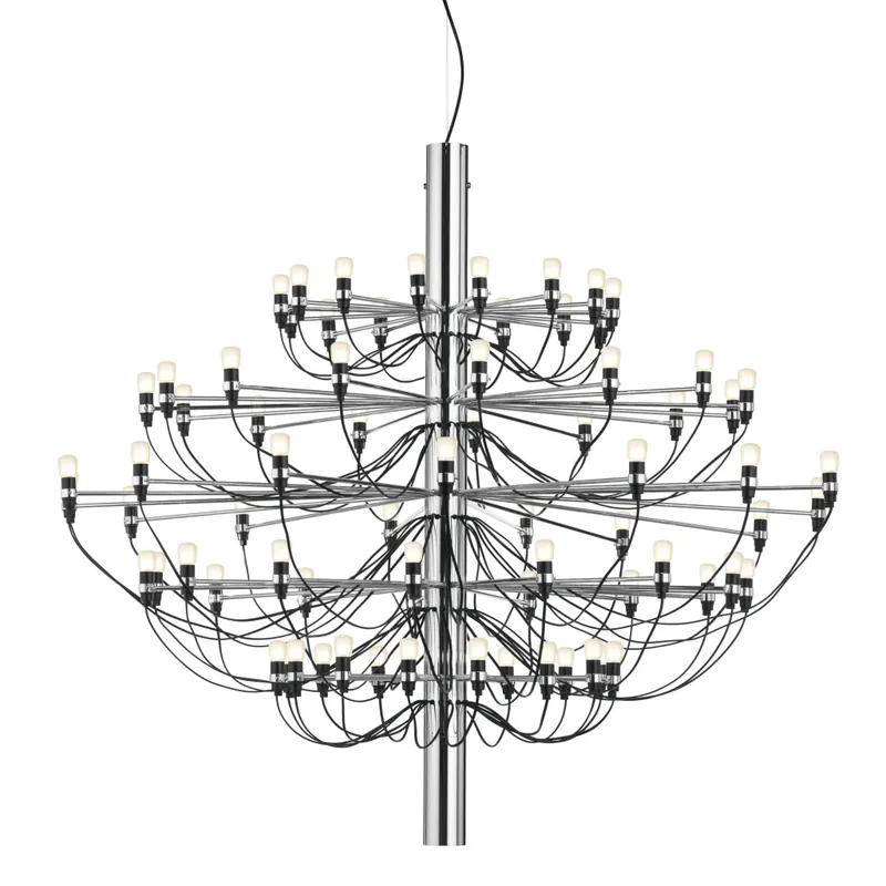 Rychlé Dodání Flos 2097-75, luxusní chromový lustr, 75x15W E14 mléčná, prům. 141cm, výška 130cm
