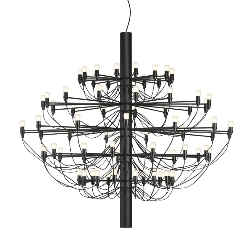 Originální Flos 2097-75, luxusní matně černý lustr, 75x15W E14 mléčná, prům. 141cm, výška 130cm