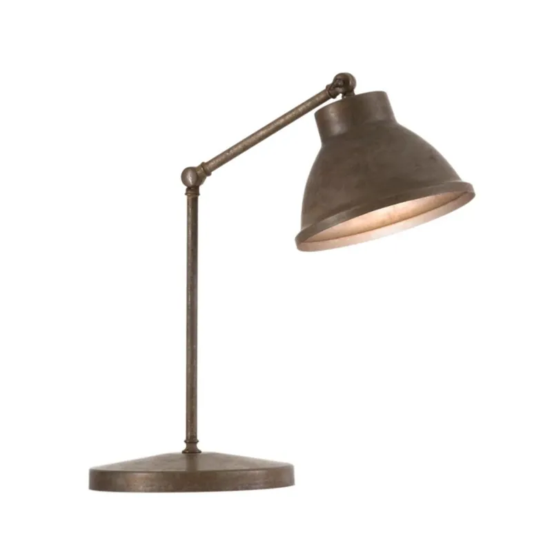 Autentický Il Fanale Loft, industriální stolní lampa z mosazi a železa, 1xE27 max 15W, výška 40-65cm