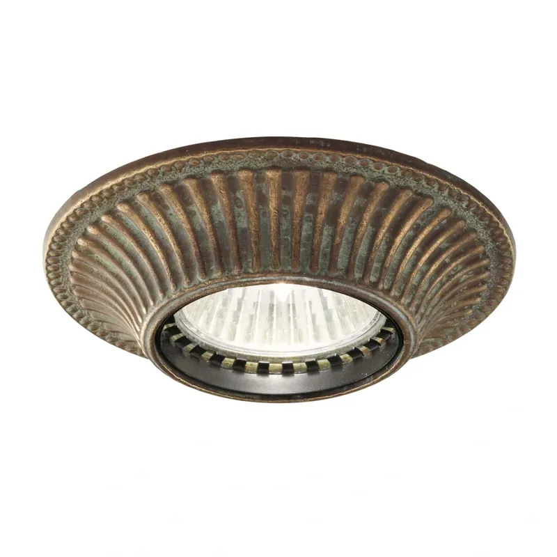 Tovární Cena Il Fanale Mini, rustikální staromosazná bodovka 1x GU5,3 max.5W, průměr 10cm