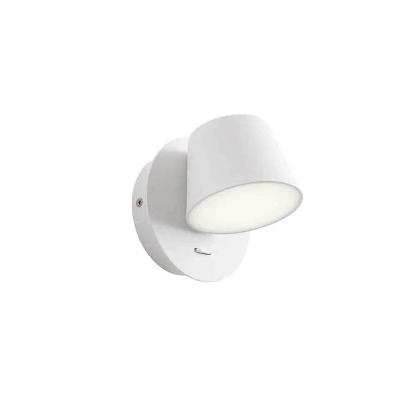 Redo Shaker, bílé nástěnné nastavitelné svítidlo s vypínačem LED 6W 3000K, průměr 11cm Autentický