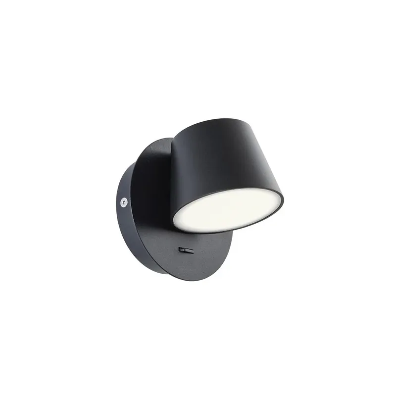 Redo Shaker, černé nástěnné nastavitelné svítidlo s vypínačem LED 6W 3000K, průměr 11cm Nejlepší Volba