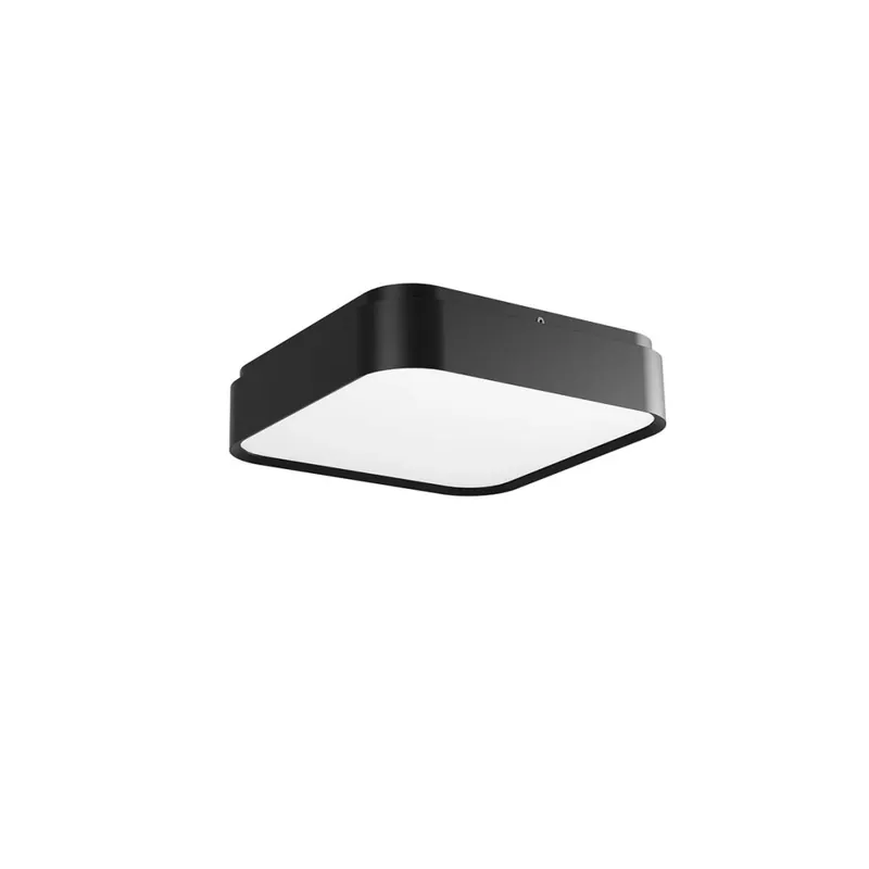 Nová Kolekce Redo Yomo, černé stropní svítidlo LED 32W 3000K, tříkrokové stmívání, 29,6x29,6cm