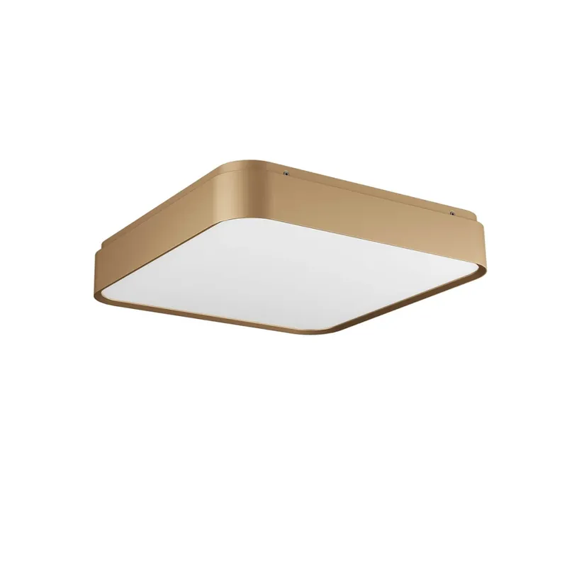Redo Yomo, zlaté stropní svítidlo LED 47W 3000K, tříkrokové stmívání, 39,6x39,6cm Ověřený