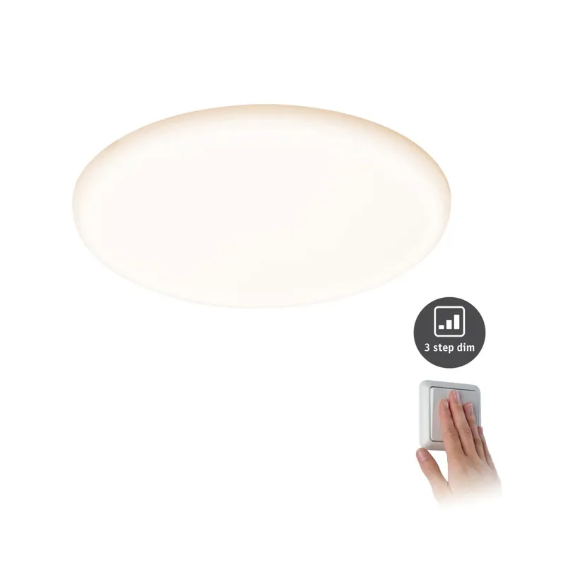 Paulmann Veluna VariFit, kulaté zápustné svítidlo, 22W LED 3000K, tříkrokové stmívání, prům. 21,5cm, IP44 Nová Kolekce