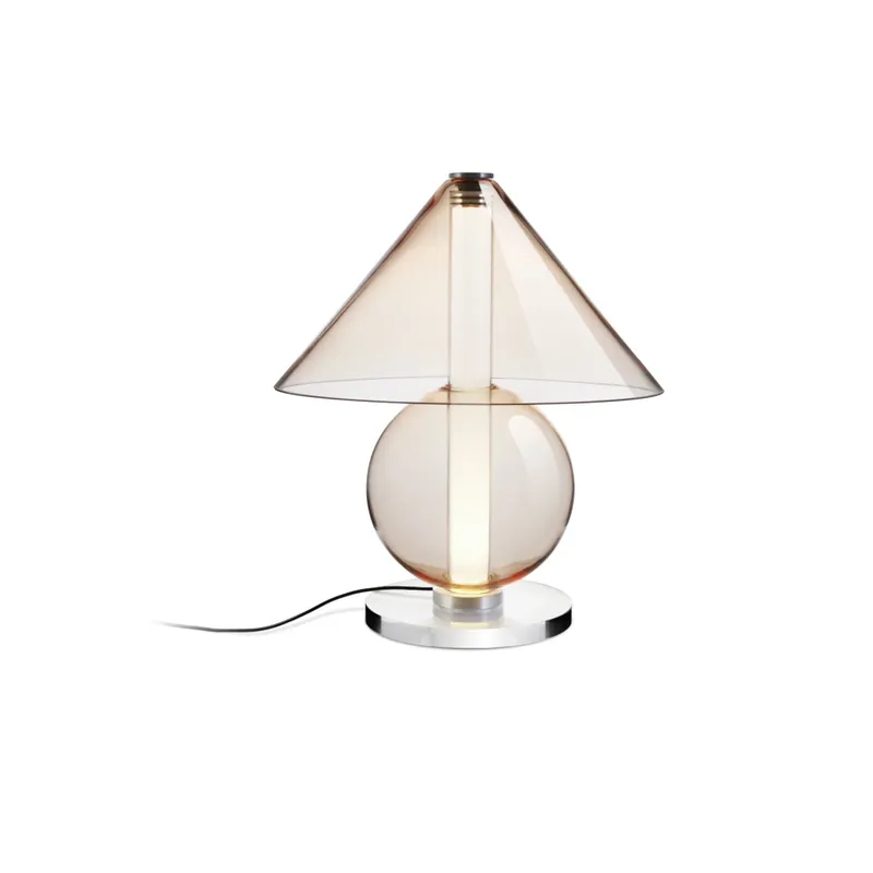 Ověřený Marset Fragile, designová stolní lampa LED 3,6W 2200K z ambrového skla se stmívačem, výška 35cm