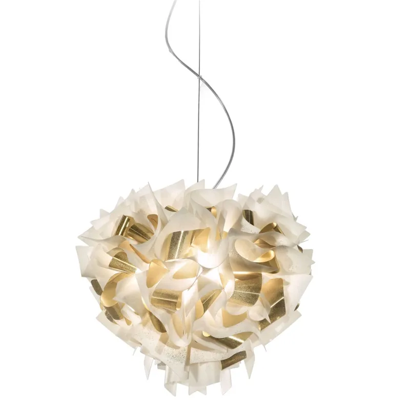Slamp Veli Aurea Large, bílo-zlaté závěsné svítidlo s čirým kabelem, 4x12W E27, prům. 60cm Odeslání Ihned