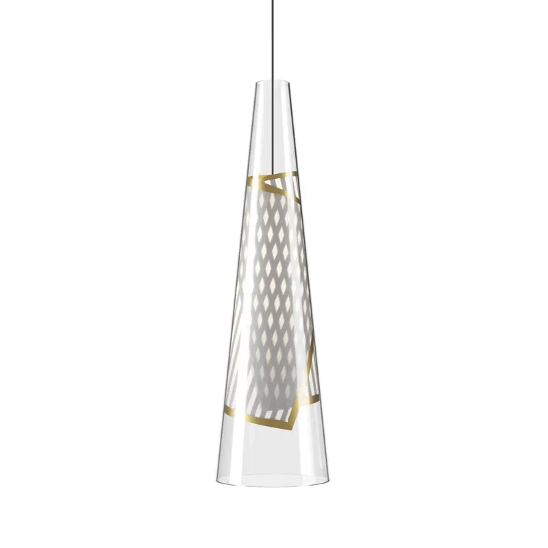 Lodes Cono di Luce small, designové závěsné svítidlo sklo/zlatá 10W LED 2700K, výška 45cm Vrácení Zdarma