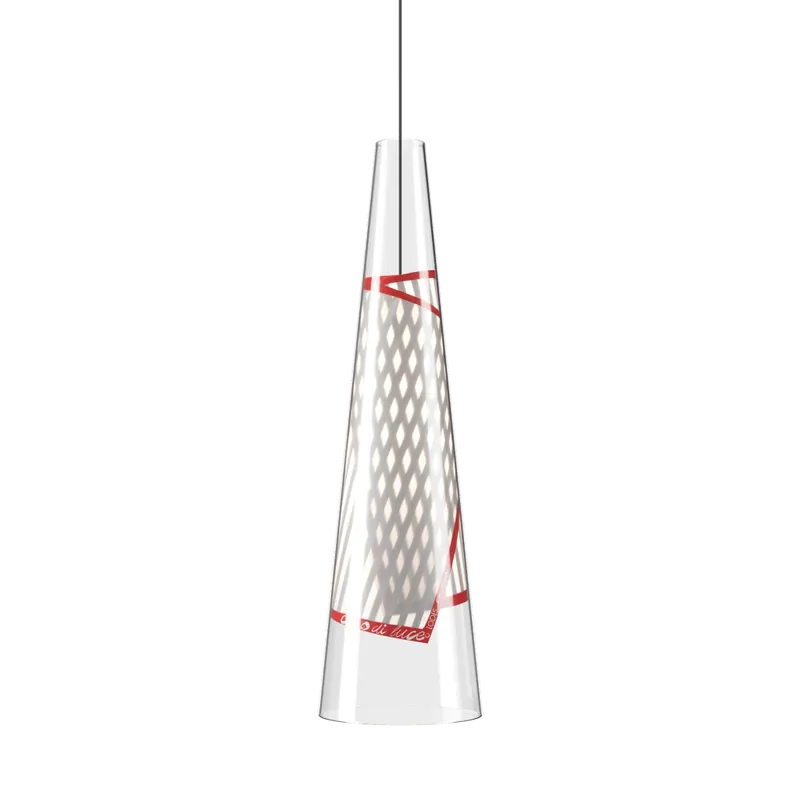 Lodes Cono di Luce small, designové závěsné svítidlo sklo/červená 10W LED 2700K, výška 45cm Ihned K Objednání