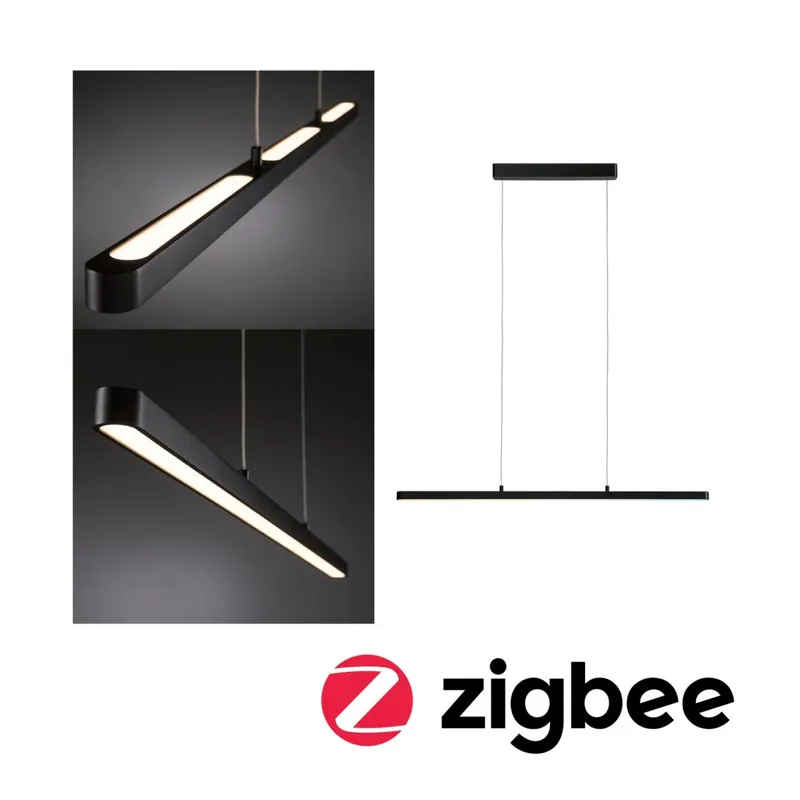 Sezónní Sleva Paulmann Lento, Zigbee černé lineární závěsné svítidlo se svícením nahoru-dolu, 3x13,5W LED tunnable white, stmívatelné, délka 100cm