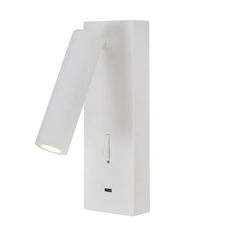 Mantra Tarifa III, bílá nástěnná čtecí lampa LED 3W 3000K, s nabíječkou USB-C Super Cena