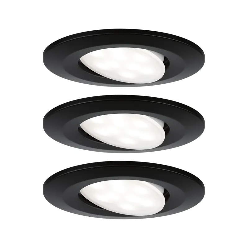 Paulmann Calla, set kulatých výklopných bodovek v matně černé úpravě, 3x5,2W LED 4000K, stmívatelné, prům.9cm, IP65 Levný