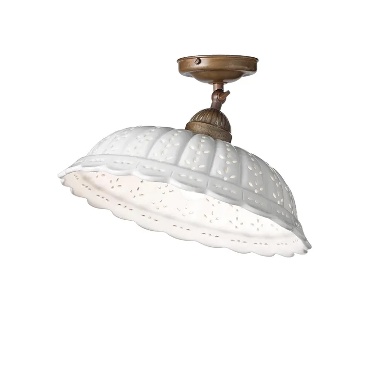 Il Fanale Anita, rustikální stropní svítidlo z antické mosazi, 1x15W LED E27, prům.42 cm Ověřený