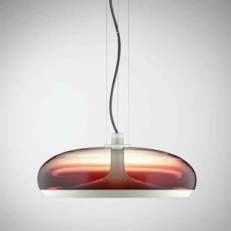 Nová Kolekce Leucos Aurelia S45 SS, závěsné svítidlo stínované burgunské sklo/bílá, 11+14W LED 2700K stmívatelné, průměr 45cm