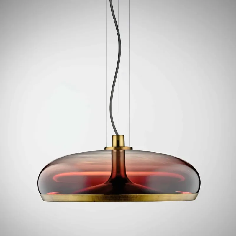 Nejprodávanější Leucos Aurelia S45 SS, závěsné svítidlo stínované burgunské sklo/vintage mosaz, 11+14W LED 2700K stmívatelné, průměr 45cm