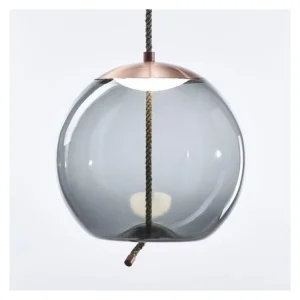 Brokis Knot Sfera, designové závěsné svítidlo, kouřové šedé sklo lesklé / baldachýn měď LED 14W 2700K DIM Ověřený