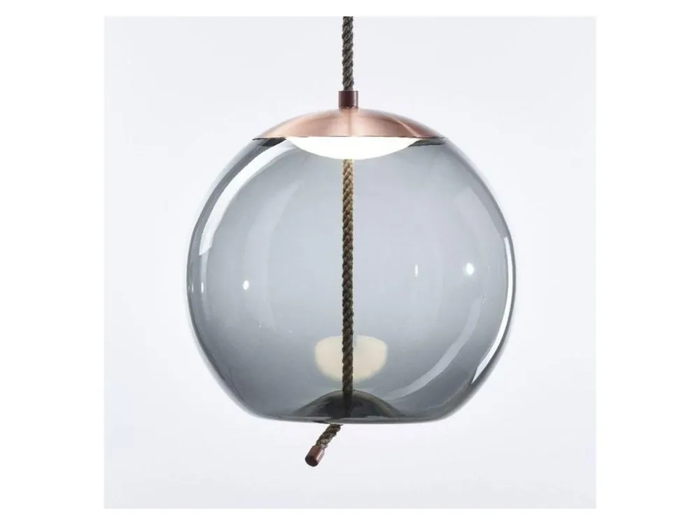 Brokis Knot Sfera, designové závěsné svítidlo, kouřové šedé sklo lesklé / baldachýn měď LED 14W 2700K DIM Ověřený