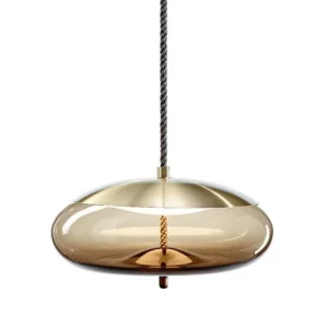 Brokis Knot Disco, Designové závěsné svítidlo, hnědé kouřové sklo lesklé / mosaz LED 14W 2700K DIM Dokud Zásoby Vydrží
