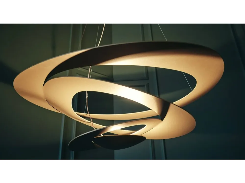 Artemide Pirce, designové závěsné svítidlo zlatá, LED 3000K, Push Dim Zlevněný