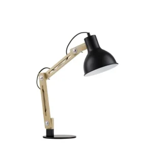 Stolní lampa GROU matný černý kov a dřevo E27 1x12W 230V IP20 vypínač na těle bez žárovky - NOVA LUCE Bezpečná Platba