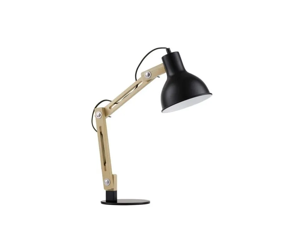 Stolní lampa GROU matný černý kov a dřevo E27 1x12W 230V IP20 vypínač na těle bez žárovky - NOVA LUCE Bezpečná Platba