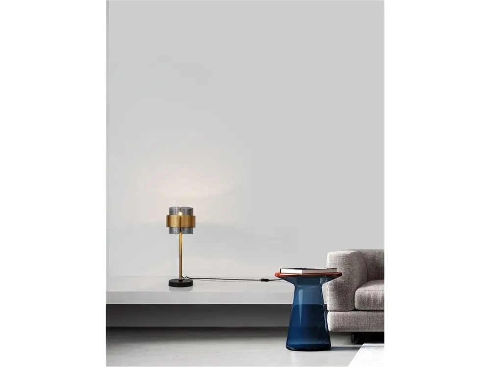 Zlevněný Stolní lampa SIANNA kouřové sklo mosazný zlatý kov E27 1x12W 230V IP20 bez žárovky - NOVA LUCE