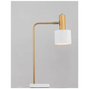 Stolní lampa PAZ zlatý kov bílé kovové stínidlo bílá základna E27 1x12W 230V IP20 bez žárovky - NOVA LUCE Horká Nabídka