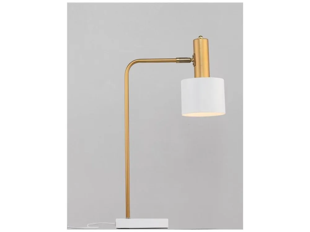 Stolní lampa PAZ zlatý kov bílé kovové stínidlo bílá základna E27 1x12W 230V IP20 bez žárovky - NOVA LUCE Horká Nabídka