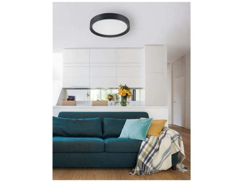 Jen Po Omezenou Doba Stropní svítidlo LUTON černý hliník matný bílý akrylový difuzor LED 47W 230V 3000K IP20 - NOVA LUCE