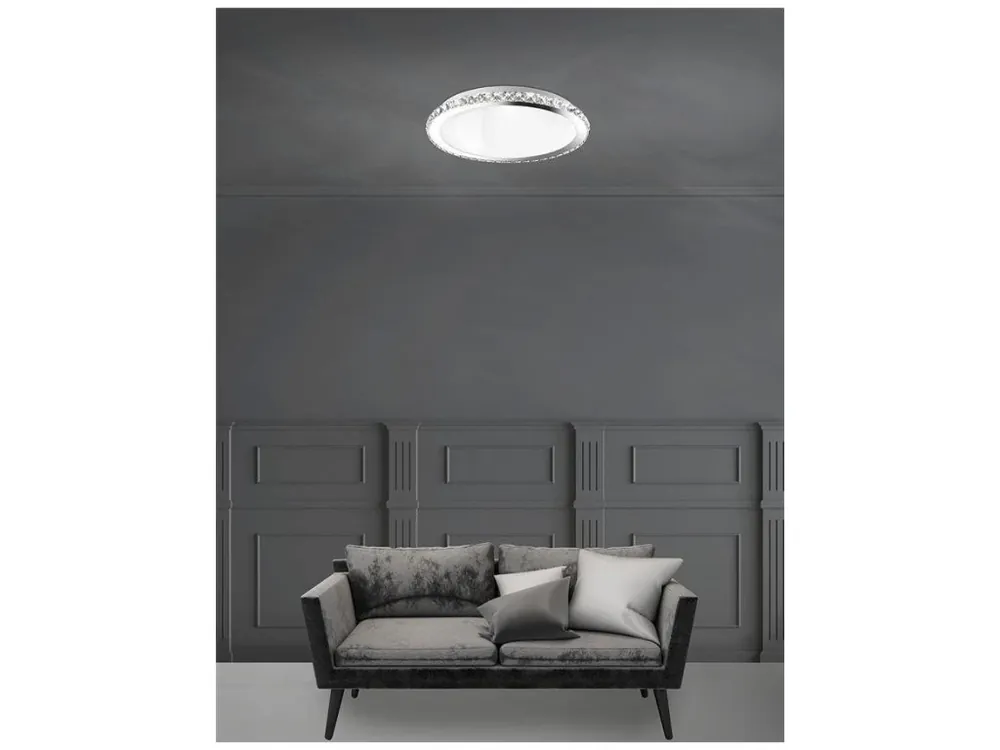 Víkendová Akce Stropní svítidlo PALERMO chromovaný kov bílé sklo a K9 křišťál E27 3x12W 230V IP20 bez žárovky - NOVA LUCE