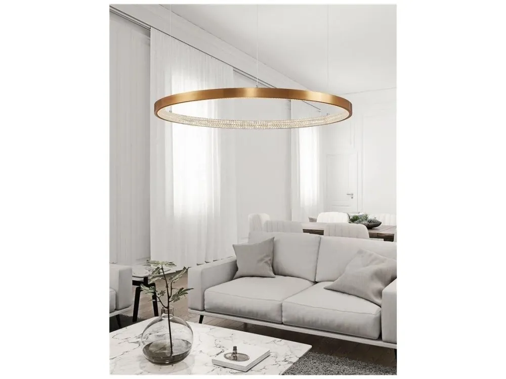 Top Prodej Závěsné svítidlo PRESTON antický zlatý mosazný hliník a akryl LED 60W 230V 3000K IP20 stmívatelné - NOVA LUCE
