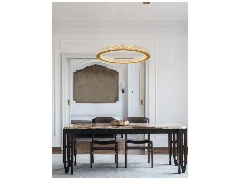 Závěsné svítidlo FIORE antický zlatý mosazný hliník a akryl LED 40W 230V 3000K IP20 stmívatelné - NOVA LUCE Finální Výprodej