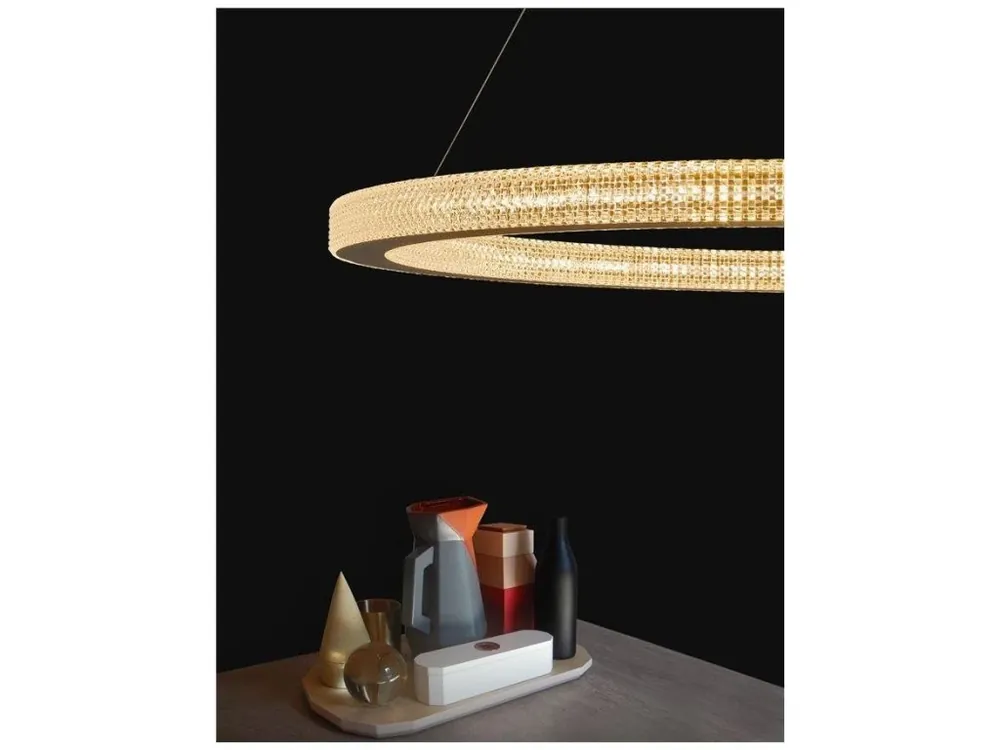 Výprodej Závěsné svítidlo FIORE antický zlatý mosazný hliník a akryl LED 80W 230V 3000K IP20 stmívatelné - NOVA LUCE