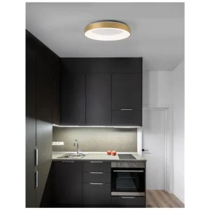 Jen Po Omezenou Doba Stropní svítidlo RANDO THIN kartáčovaný zlatý hliník a akryl LED 50W 230V 3000K IP20 stmívatelné - NOVA LUCE