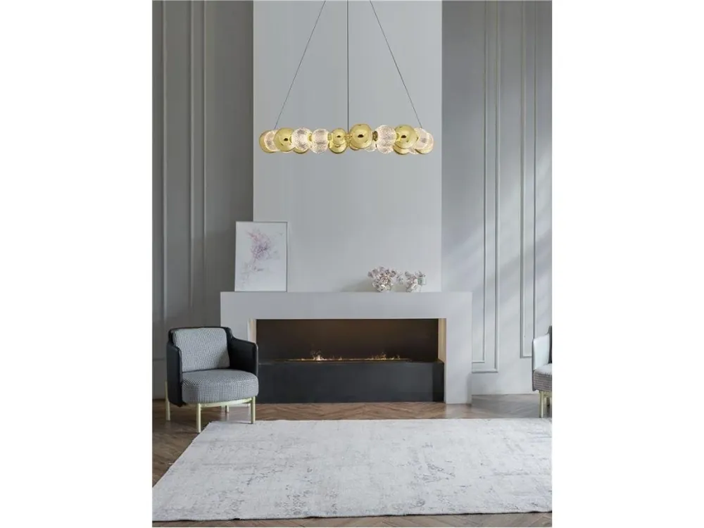 Ihned K Objednání Závěsné svítidlo BRILLE zlatý hliník a sklo LED 46W 230V 3200K IP20 stmívatelné - NOVA LUCE