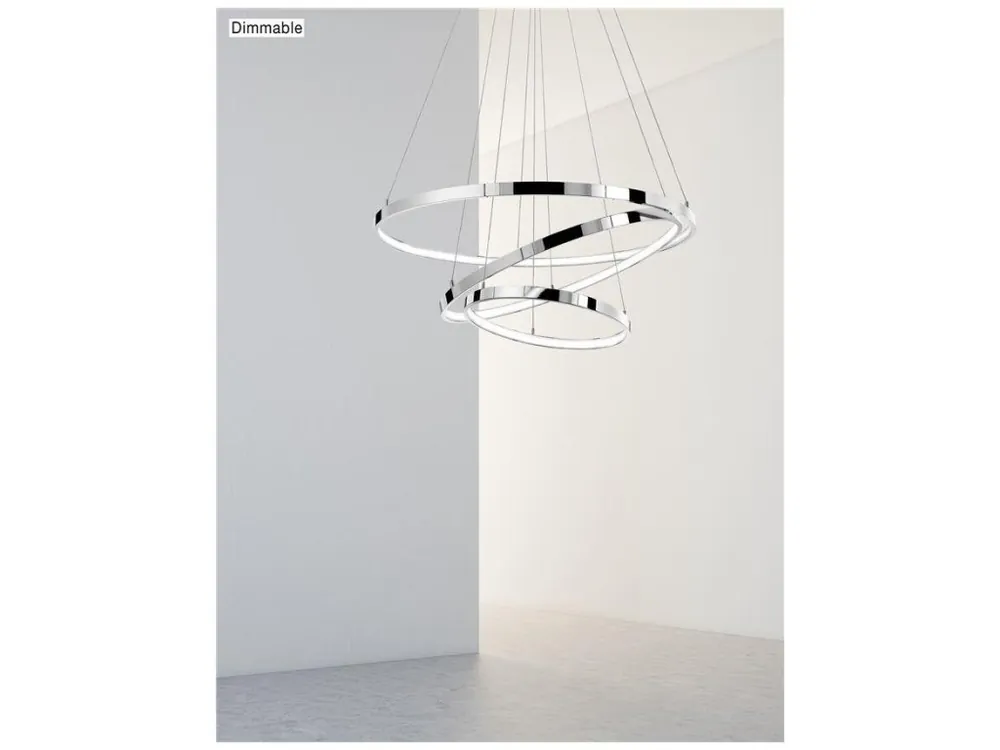 Závěsné svítidlo ARIA stmívatelné chromovaný hliník a akryl nastavitelné LED 145W 230V 3000K IP20 - NOVA LUCE Omezená Nabídka