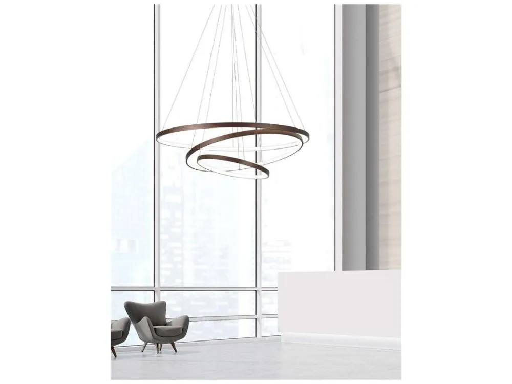 Závěsné svítidlo FERROL kávově hnědý hliník a akryl nastavitelné LED 111W 3000K IP20 stmívatelné - NOVA LUCE Aktuální
