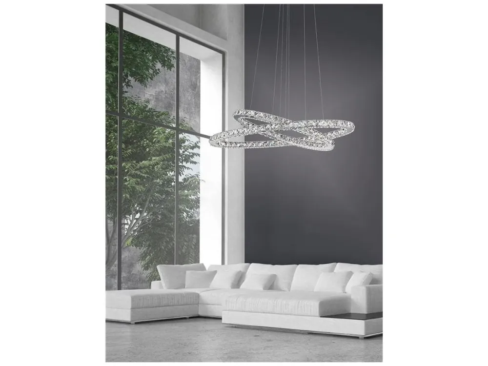 Přímo Od Výrobce Závěsné svítidlo CELINE chromovaný hliník a křišťál nastavitelné LED 52W 3000K IP20 - NOVA LUCE