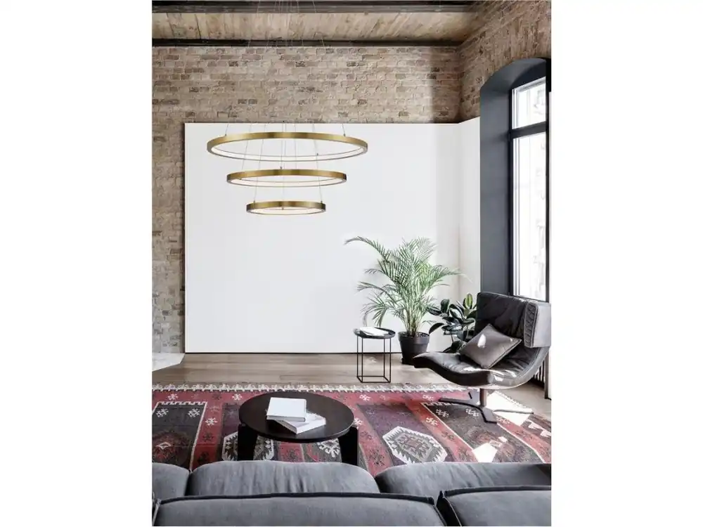 Přímo Od Výrobce Závěsné svítidlo EMPATIA LED 108W 3000K mosaz 807+600+395x2000mm stmívatelné - NOVA LUCE