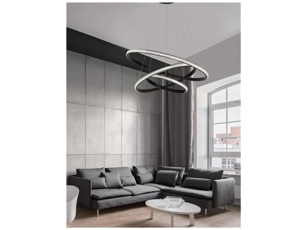 Časově Omezené Závěsné svítidlo NAGER černý hliník a akryl LED 62W 230V 3000K IP20 stmívatelné - NOVA LUCE
