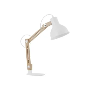 Stolní lampa GROU matný bílý kov a dřevo E27 1x12W 230V IP20 vypínač na těle bez žárovky - NOVA LUCE Koupit Online
