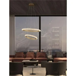 Hit Sezóny Závěsné svítidlo MEDORA mosazný zlatý hliník a akryl LED 41.5W 230V 3000K IP20 stmívatelné - NOVA LUCE