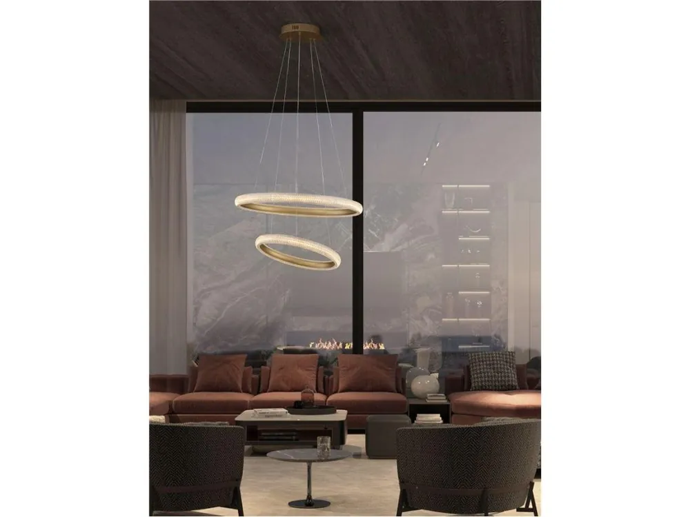 Hit Sezóny Závěsné svítidlo MEDORA mosazný zlatý hliník a akryl LED 41.5W 230V 3000K IP20 stmívatelné - NOVA LUCE