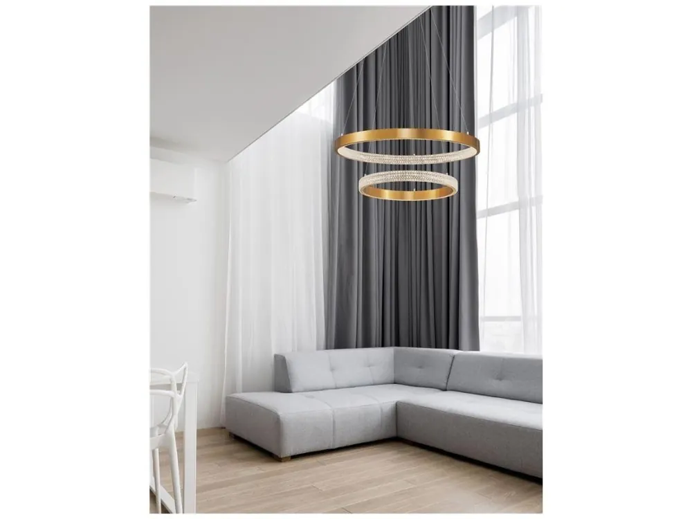 Závěsné svítidlo PRESTON antický zlatý mosazný hliník a akryl LED 60W 230V 3000K IP20 stmívatelné - NOVA LUCE Oblíbený